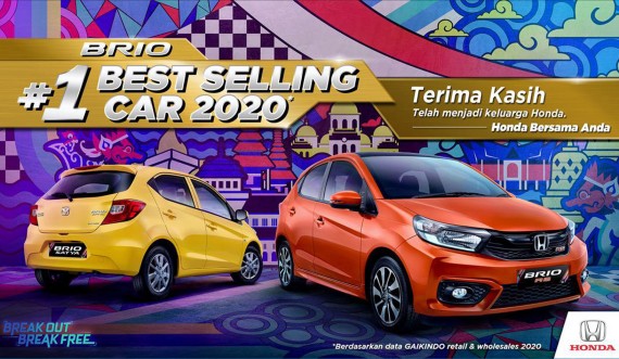 HONDA BRIO CATAT PRESTASI SEBAGAI MODEL DENGAN PENJUALAN TERTINGGI DI INDONESIA PADA TAHUN 2020